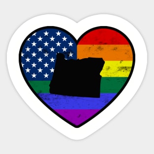 Oregon United States Gay Pride Flag Heart Sticker